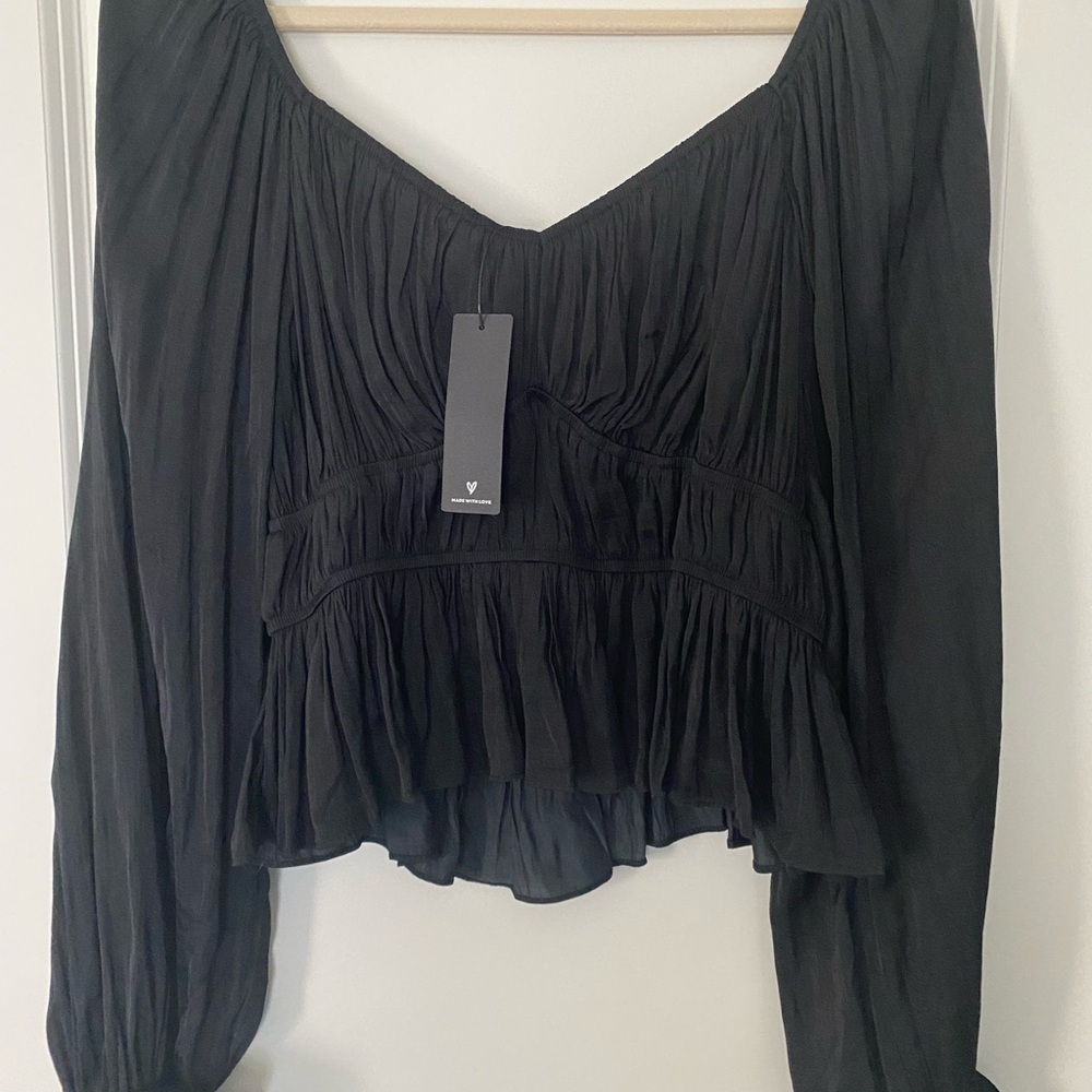 Lulu's Elegant Black Blouse